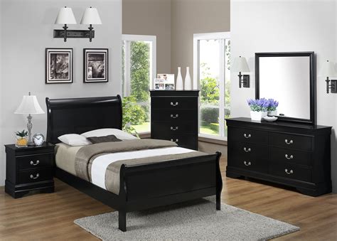 Black Twin Sleigh Bedroom Set | My Furniture Place