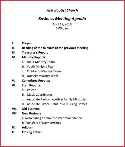 53 Creative Church Council Meeting Agenda Template With Stunning Design with Church Council ...