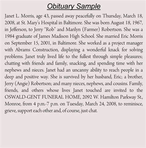 Writing an Obituary (with 10+ Obituary Samples & Examples) | Obituaries ideas, Obituaries ...