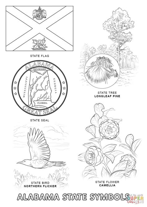 Alabama State Symbols Coloring Pages - Coloring Home