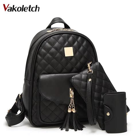 3 sets School Bags For Teenage Girls New 2018 Women Backpack Leather ...