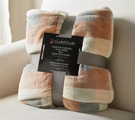 Cuddl Duds Velvet Sherpa Throw with Foot Pocket - QVC.com