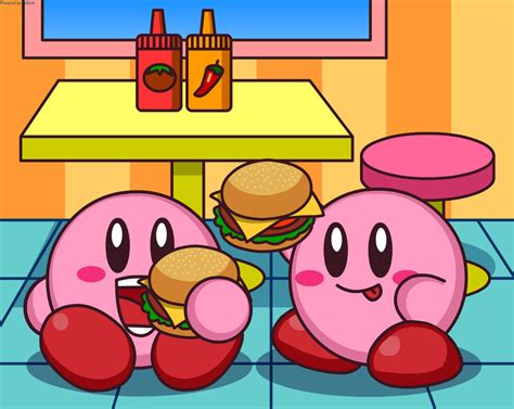 Kirby Eating Burger!! by Kittykun123 on DeviantArt