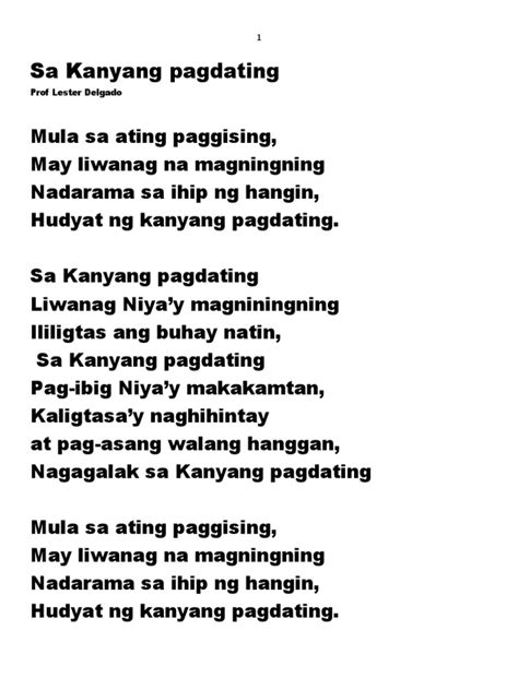 Sa Kanyang Pagdating | PDF