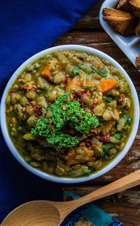 Vegan Lentil Soup with Kale - Bad to the Bowl