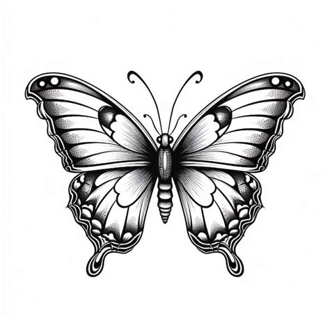 Premium AI Image | a black and white butterfly tattoo design on a white ...