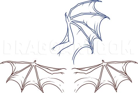 How To Draw Dragon Wings, Step by Step, Drawing Guide, by Dawn | dragoart.com | Dragon drawing ...