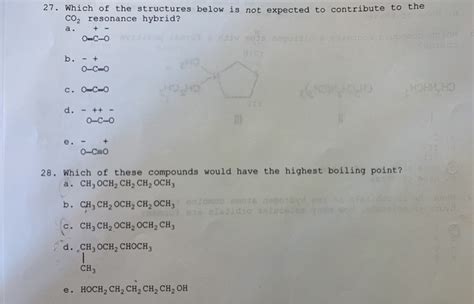 Solved 27. Which of the structures below is not expected to | Chegg.com