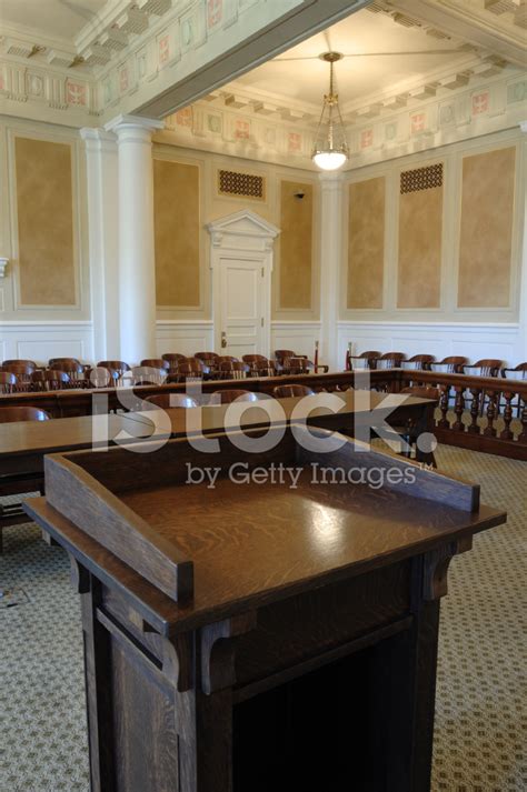 Podium And Chairs In Courtroom Stock Photo | Royalty-Free | FreeImages