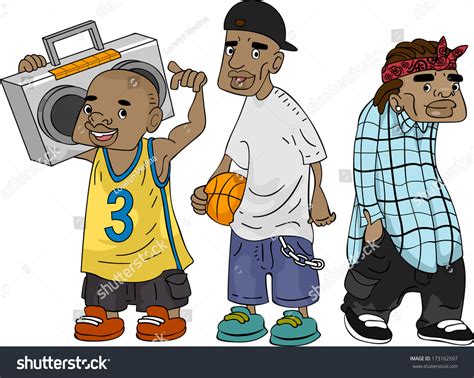 Illustration Africanamerican Teens Sporting Ghetto Look Stock Vector ...