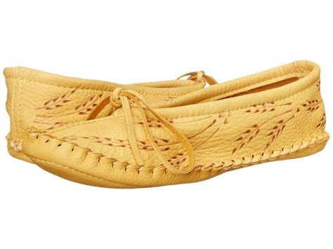 Manitobah Mukluks – Deerskin Slipper Wheat Design (Tan) Women’s Slippers - Slippers.com - Shop Comfy