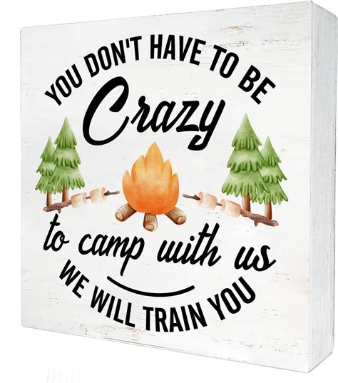 Amazon.com : Funny Farmhouse Camping Campfire Wood Box Sign Home Decor Rustic Crazy Camping ...