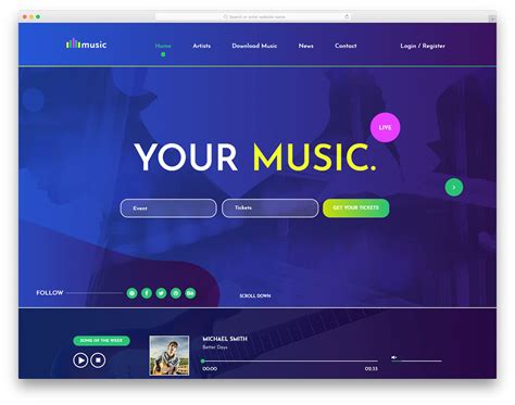 Music - Free Mobile-Ready Music Website Template 2024 - Colorlib