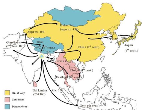 Map of Buddhism Practice Place - Religions