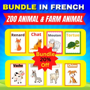 French Animals Flashcards Bundle for kids to learn Animal Vocabulary in ...