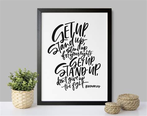 Get Up Stand up Music Lyrics Art Print Bob Marley Song - Etsy