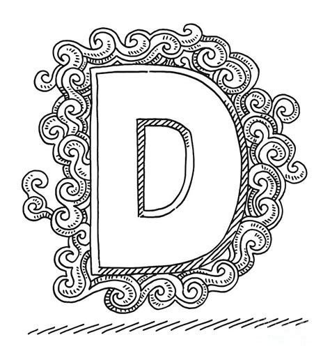 Monogram Letter D Swirl Pattern Drawing Drawing by Frank Ramspott ...