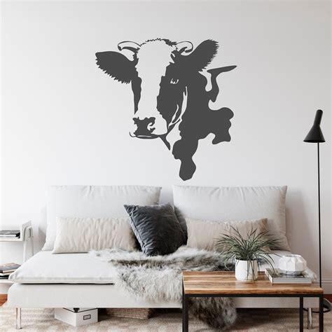 Cow Wall Decal Cow Head Wall Decor Animal Vinyl Wall - Etsy