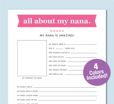 All About Nana Printable - Printable Word Searches