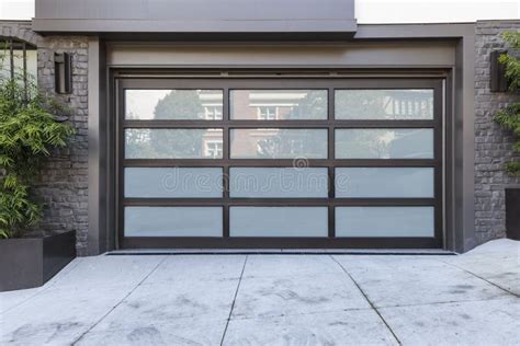 2 Car Garage Door with Frosted Glass Stock Photo - Image of life, reflection: 94086942