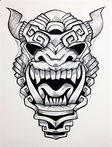 Aztec Mask Tattoo Drawings, Body Art Tattoos, Sleeve Tattoos, Symbol ...