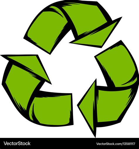 Green recycle symbol icon cartoon Royalty Free Vector Image