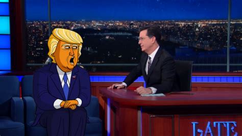 Stephen Colbert Interviews Cartoon Donald Trump