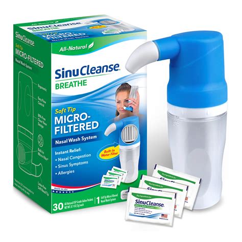 Buy SinuCleanseSoft Tip Micro-Filtered Nasal Wash Irrigation System, Relieves Nasal Congestion ...