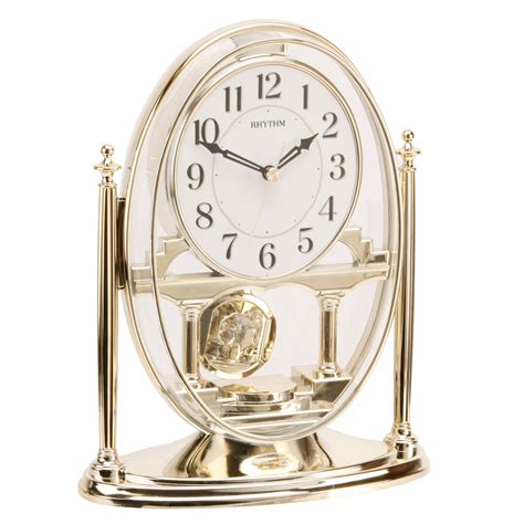 Rhythm Mantel Clock with Pendulum & Acrylic Decoration Gold | Widdop ...