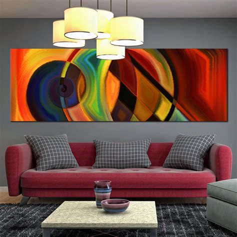 Panoramic Abstract Art Composition Canvas Prints, Wall Art Colorful 1 Piece Abstract Circle ...