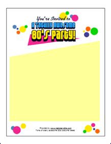 80s Party Invitation: print from free online templates | 1980s party invitations, Party ...