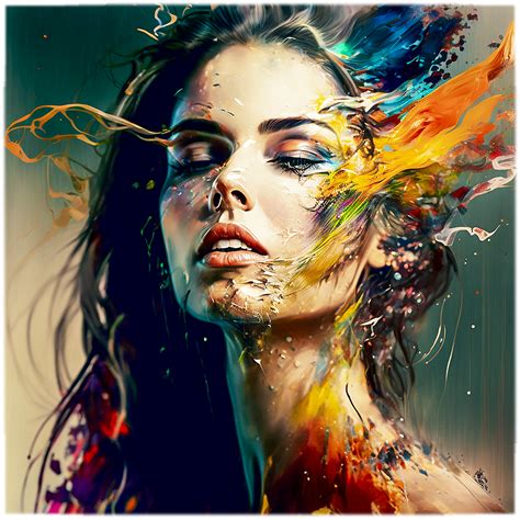 This merchandise is available at Redbubble. A digital painting of a woman dissolving into paint ...