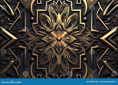 Golden Art Deco Style Wallpaper with Intricate Designs Stock ...