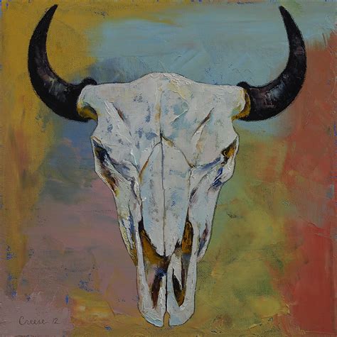 Bison Skull Painting by Michael Creese