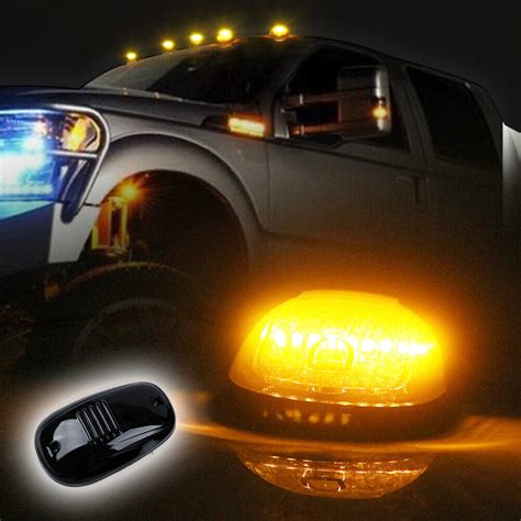 5x Smoke Lens Amber LED Cab Roof Marker Lights For 2003-2018 Dodge Ram ...