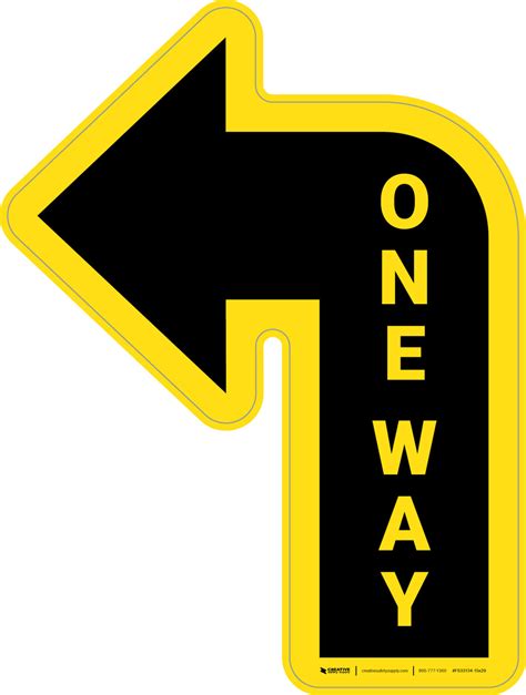 One Way Arrow Yellow (Left) - Floor Sign | Creative Safety Supply