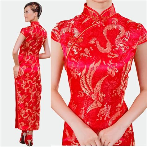 Chinese style traditional vintage liturgy cheongsam long design the bride married cheongsam ...