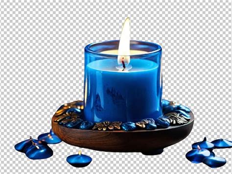 Premium PSD | Blue candle and blue flower decoration flame