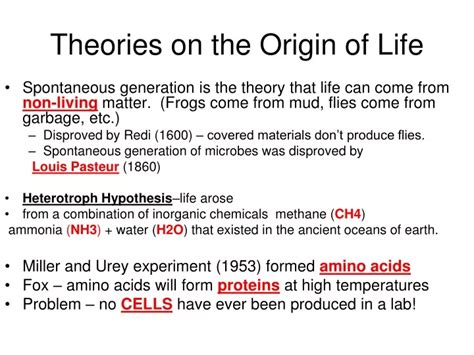 PPT - Theories on the Origin of Life PowerPoint Presentation, free ...