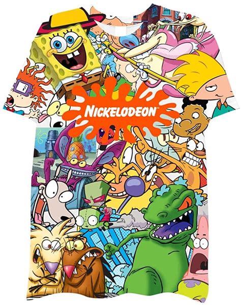 Nickelodeon Mens 90s Cartoon Shirt - Rugrats Hey Arnold Ren & Stimpy Rocko's Modern Life Tie Dye ...