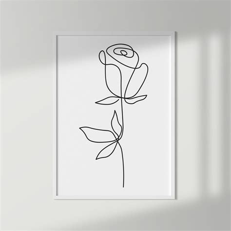 Line Art Rose Print Minimalist Flower Wall Art Mother's - Etsy