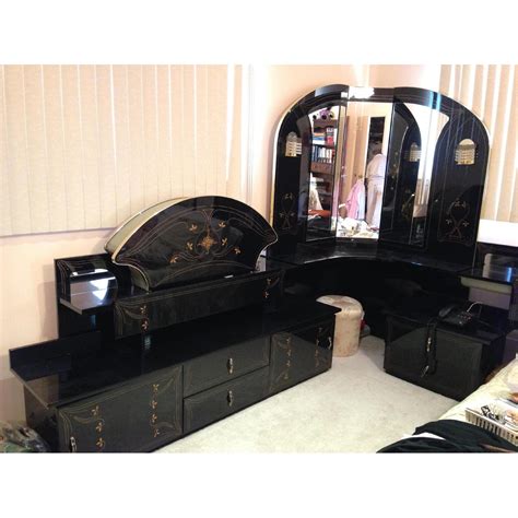 Italian Imported Black Lacquer Bedroom Set - AptDeco