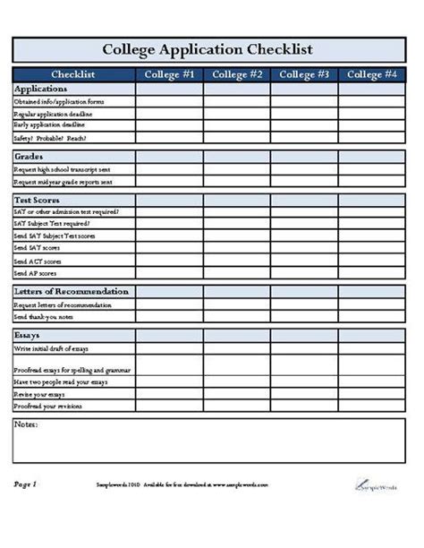 College Application Checklist PDF List Document Organizer | College ...