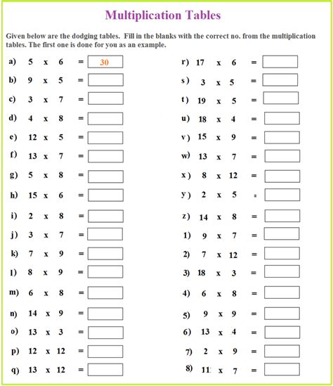 Printable Multiplication Table Chart Template in PDF & Word 23 ...