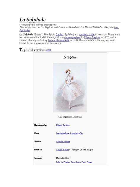 La Sylphide | PDF | Ballet Premieres | Compositions