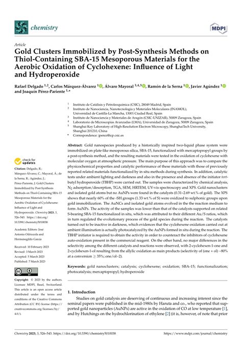 (PDF) Gold Clusters Immobilized by Post-Synthesis Methods on Thiol ...