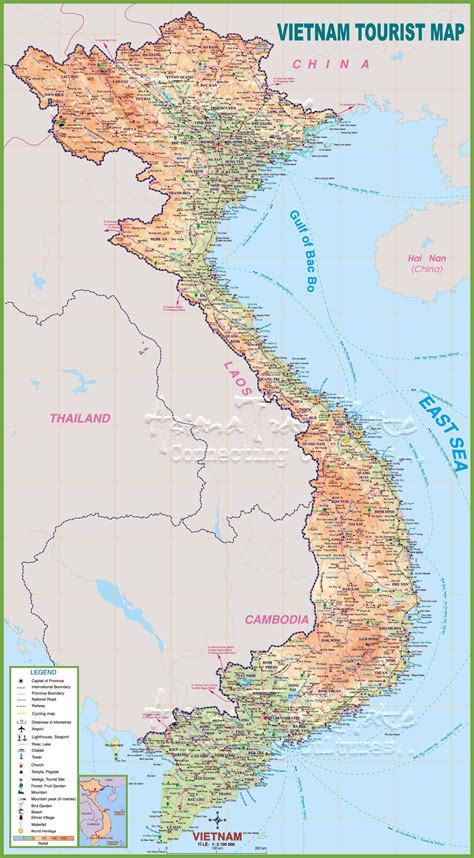 Large detailed tourist map of Vietnam with cities and towns | Vietnam ...