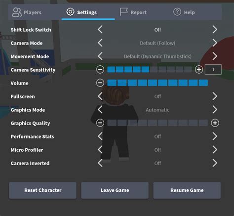 Roblox Game Settings