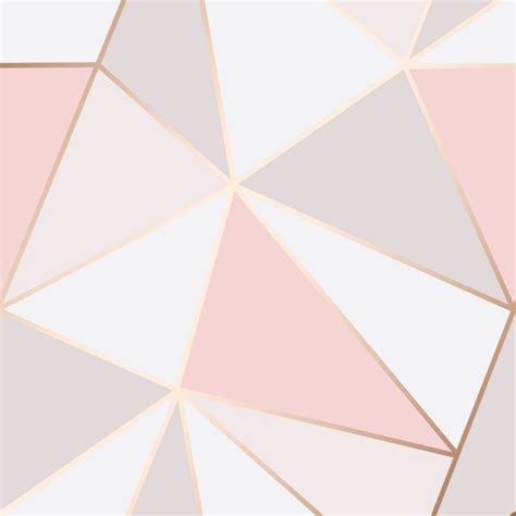 Apex Geometric Pink and Rose Gold Metallic Geo Wallpaper