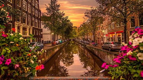 HD wallpaper: canal, reflection, waterway, amsterdam, netherlands ...